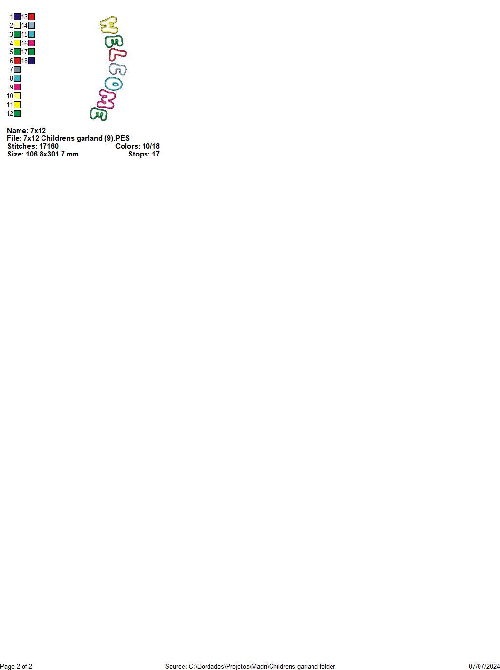 Back to School Children's Garland - ITH Project - Machine Embroidery Design