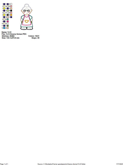 Farmer Grandparents Set - ITH Project - Machine Embroidery Design