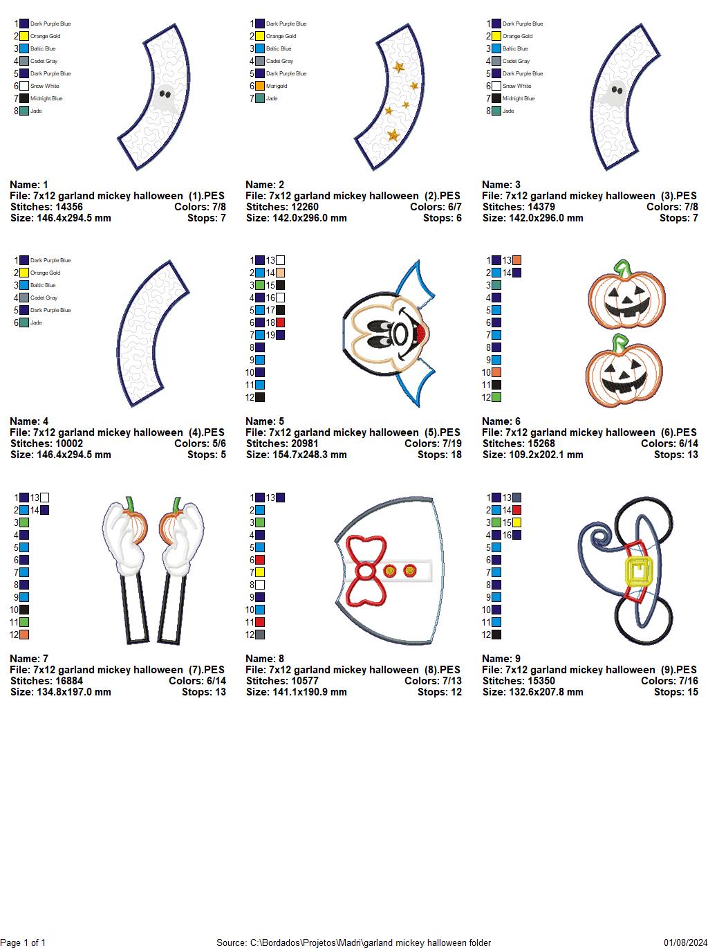 Vampire Mickey Garland halloween - ITH Project - Machine Embroidery Design