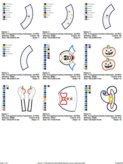 Vampire Mickey Garland halloween - ITH Project - Machine Embroidery Design