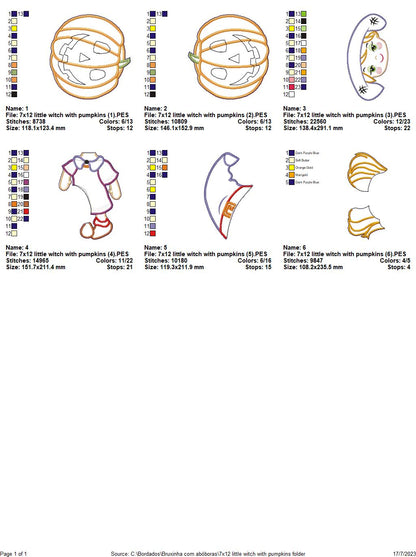 Little Witch with Pumpkins - ITH Project - Machine Embroidery Design