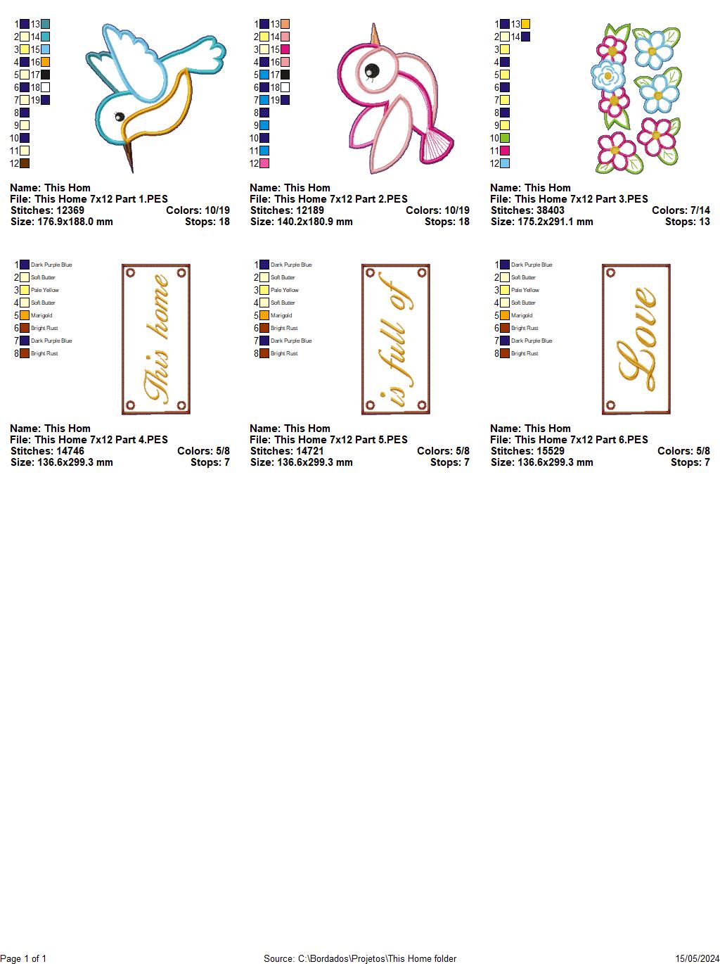 Hummingbird This Home is Full of Love - ITH Project - Machine Embroidery Design