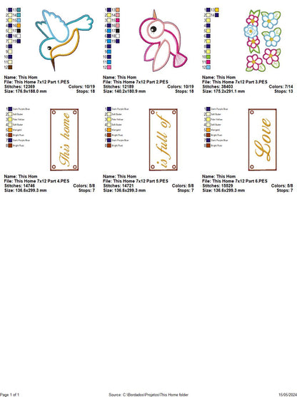 Hummingbird This Home is Full of Love - ITH Project - Machine Embroidery Design