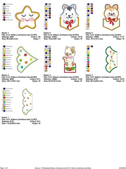 Kittens Christmas Tree - ITH Project - Machine Embroidery Design