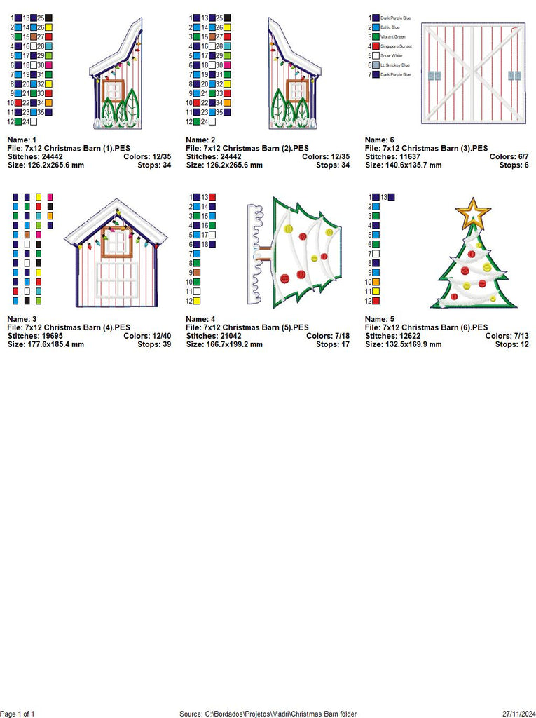 Christmas Barn - ITH Project - Machine Embroidery Design