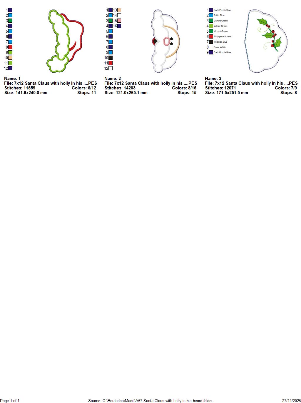 Santa Claus with Holly in his Beard Door Hanger – ITH Project – Machine Embroidery Design