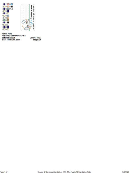 Grandfather Mug Rug - ITH Project - Machine Embroidery Design