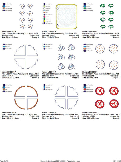 Pizza Sensory Book Page - ITH Project - Machine Embroidery Design