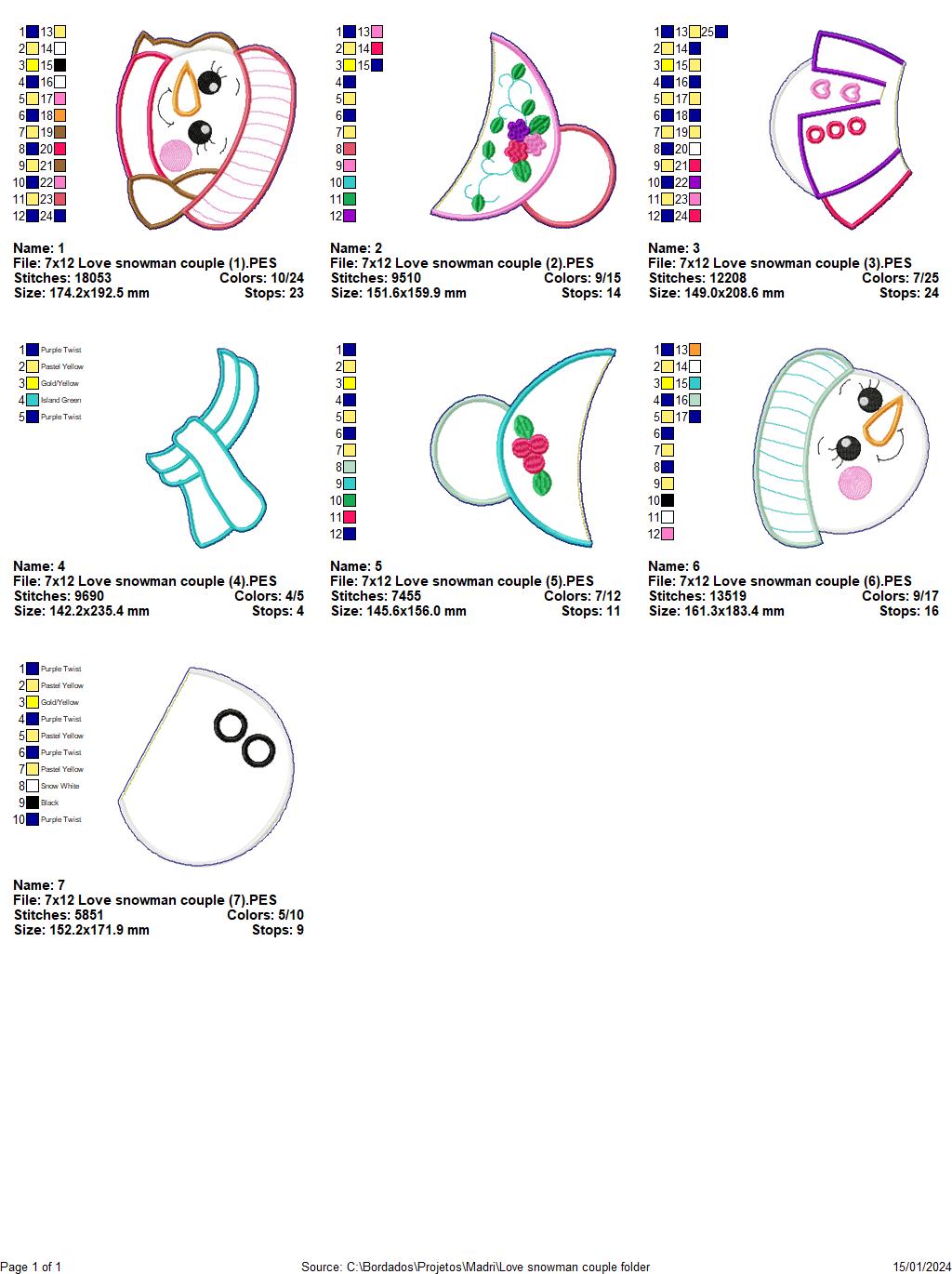 Love Snowman Couple - ITH Project - Machine Embroidery Design