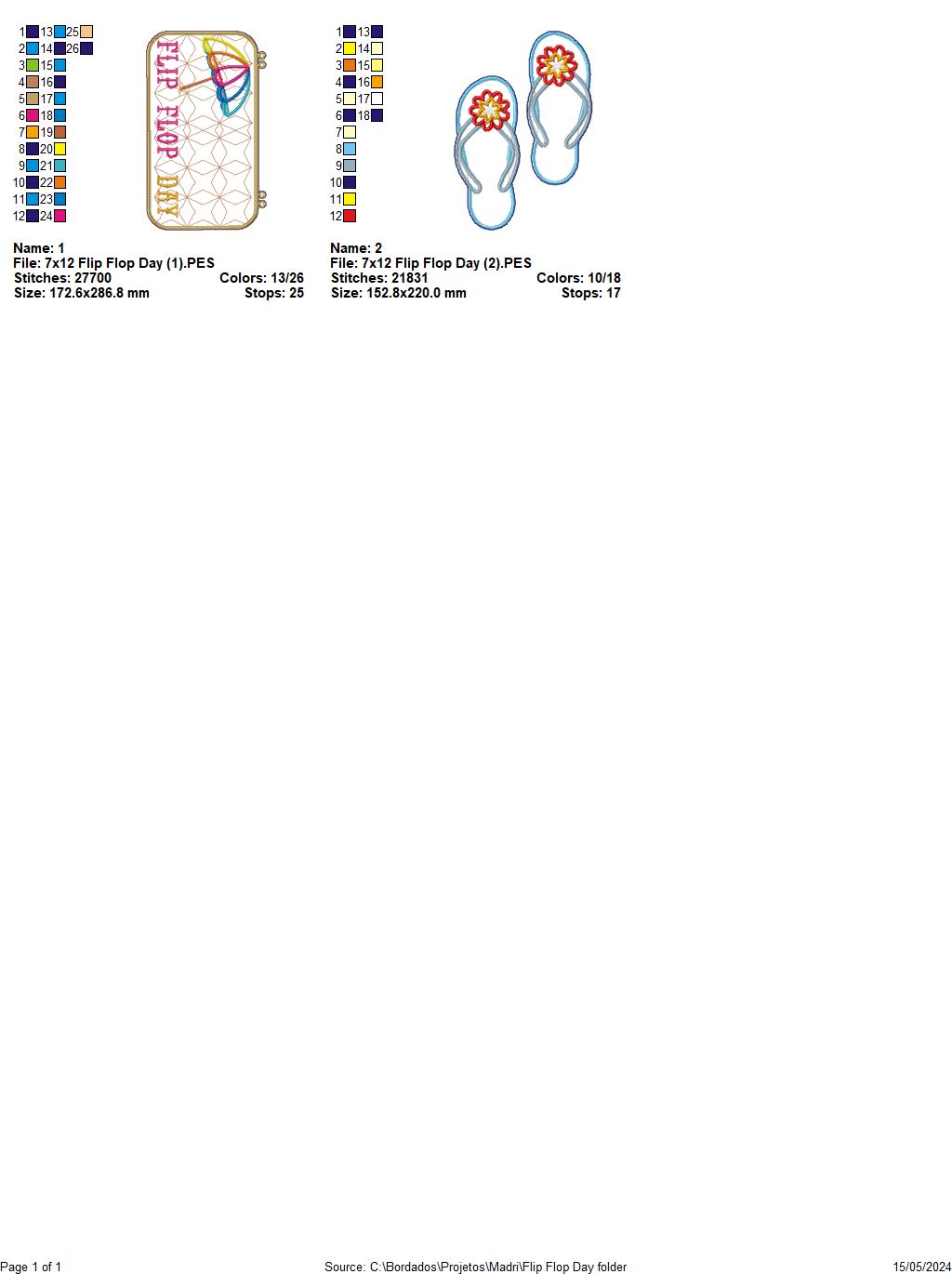 Summer Flip Flops Door Ornament - ITH Project - Machine Embroidery Design