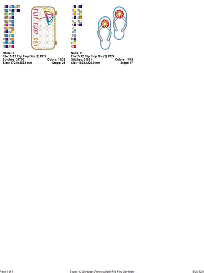 Summer Flip Flops Door Ornament - ITH Project - Machine Embroidery Design
