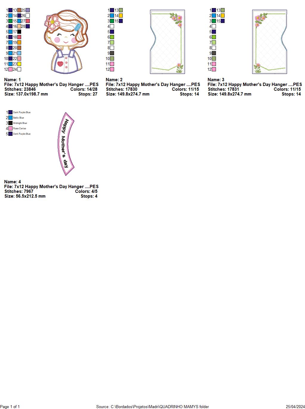 Happy Mother's Day Hanger - ITH Project - Machine Embroidery Design