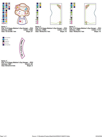 Happy Mother's Day Hanger - ITH Project - Machine Embroidery Design
