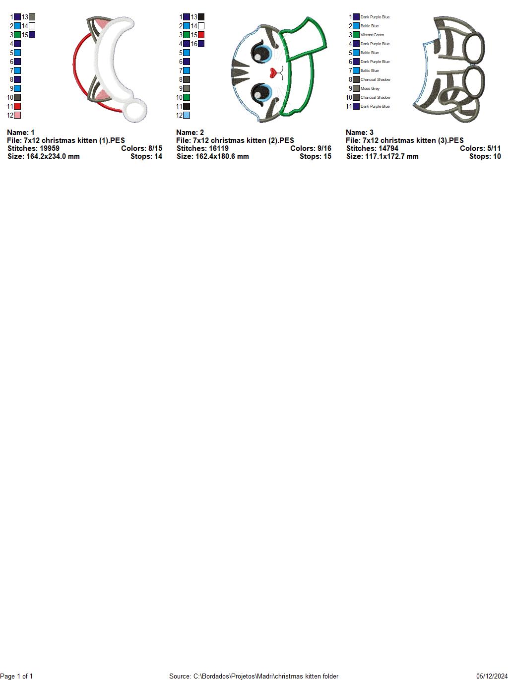 Christmas Kitty - ITH Project - Machine Embroidery Design