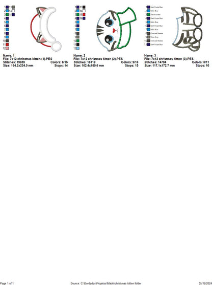 Christmas Kitty - ITH Project - Machine Embroidery Design