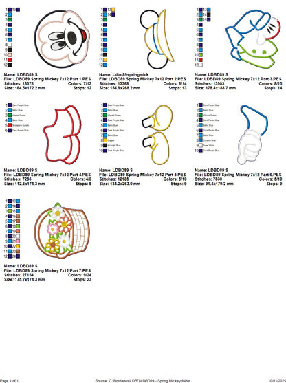 Spring Mickey and Minnie - Set of 2 Designs - ITH Project - Machine Embroidery Design