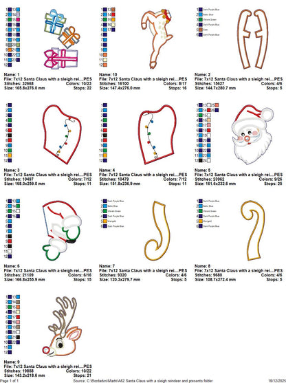 Santa Sleigh with Reindeer and Presents – ITH Project – Machine Embroidery Design