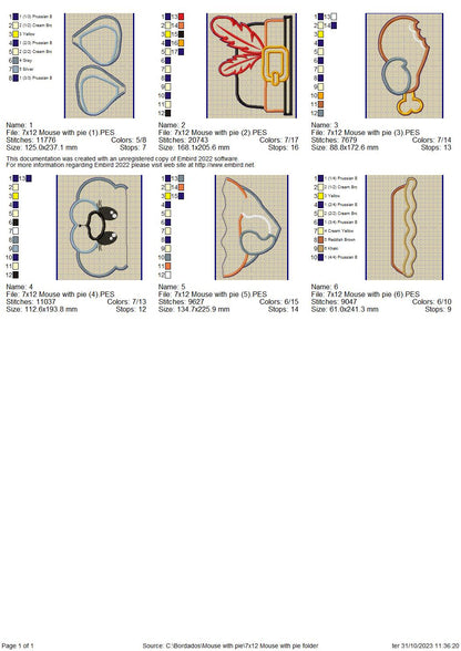 Mouse with Drumstick Thanksgiving - ITH Project - Machine Embroidery Design