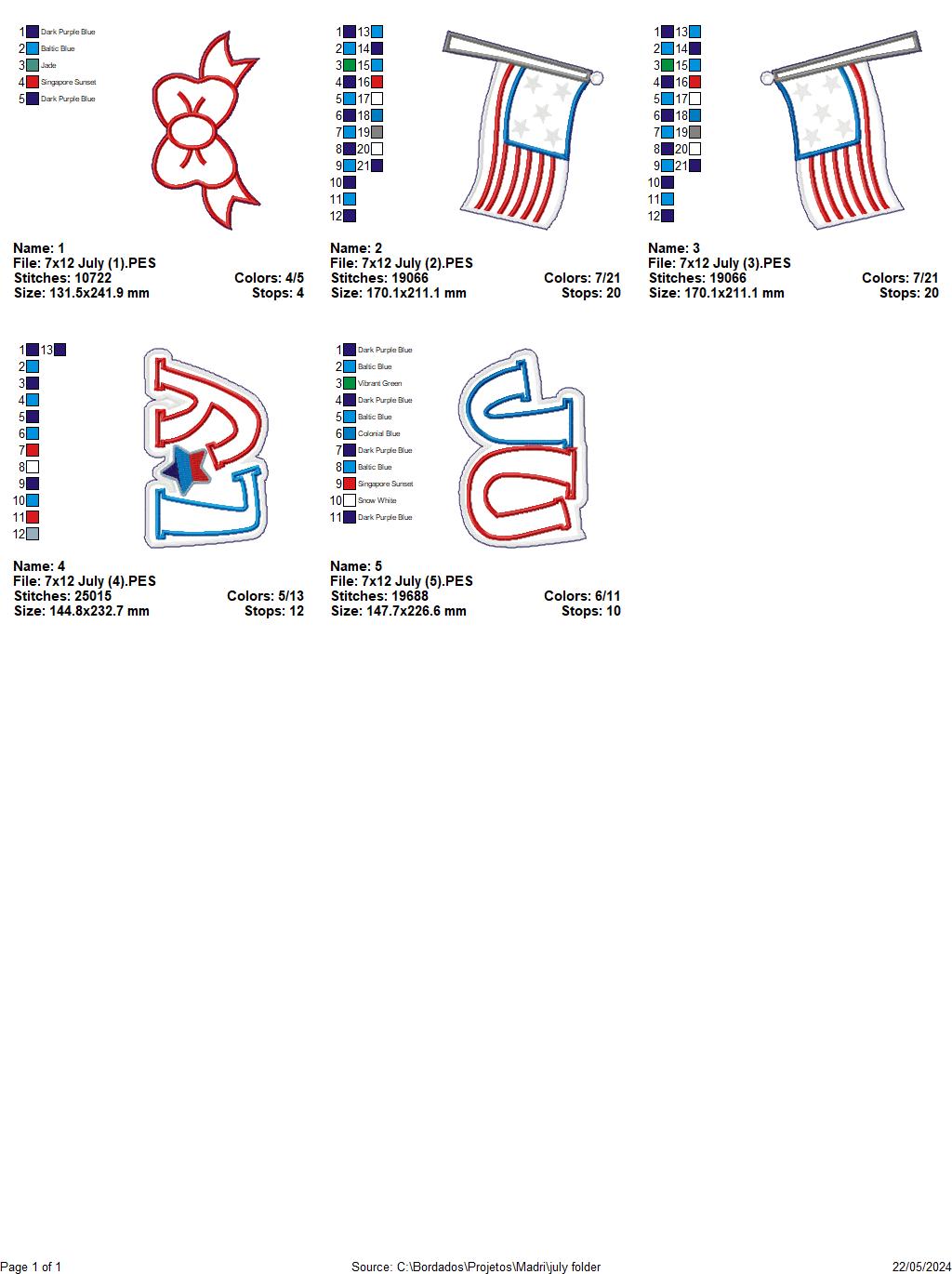 4th of July Cute   - ITH Project - Machine Embroidery Design