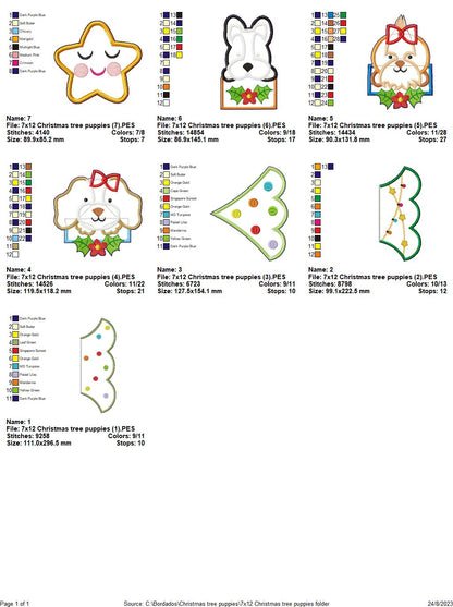 Christmas Tree Puppies - ITH Project - Machine Embroidery Design