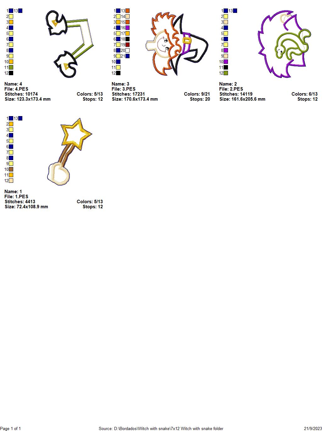 Witch with Snake - ITH Project - Machine Embroidery Design