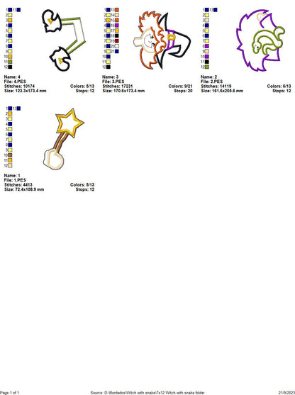 Witch with Snake - ITH Project - Machine Embroidery Design