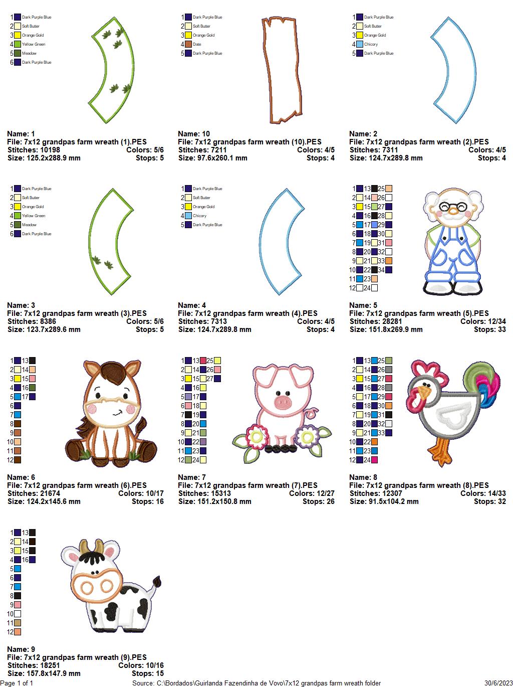 Grandpa's Farm Wreath - ITH Project - Machine Embroidery Design