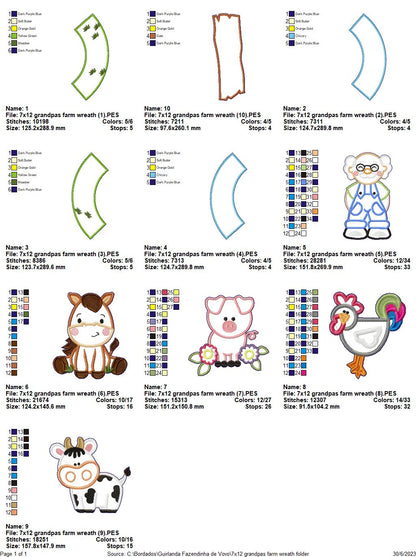 Grandpa's Farm Wreath - ITH Project - Machine Embroidery Design