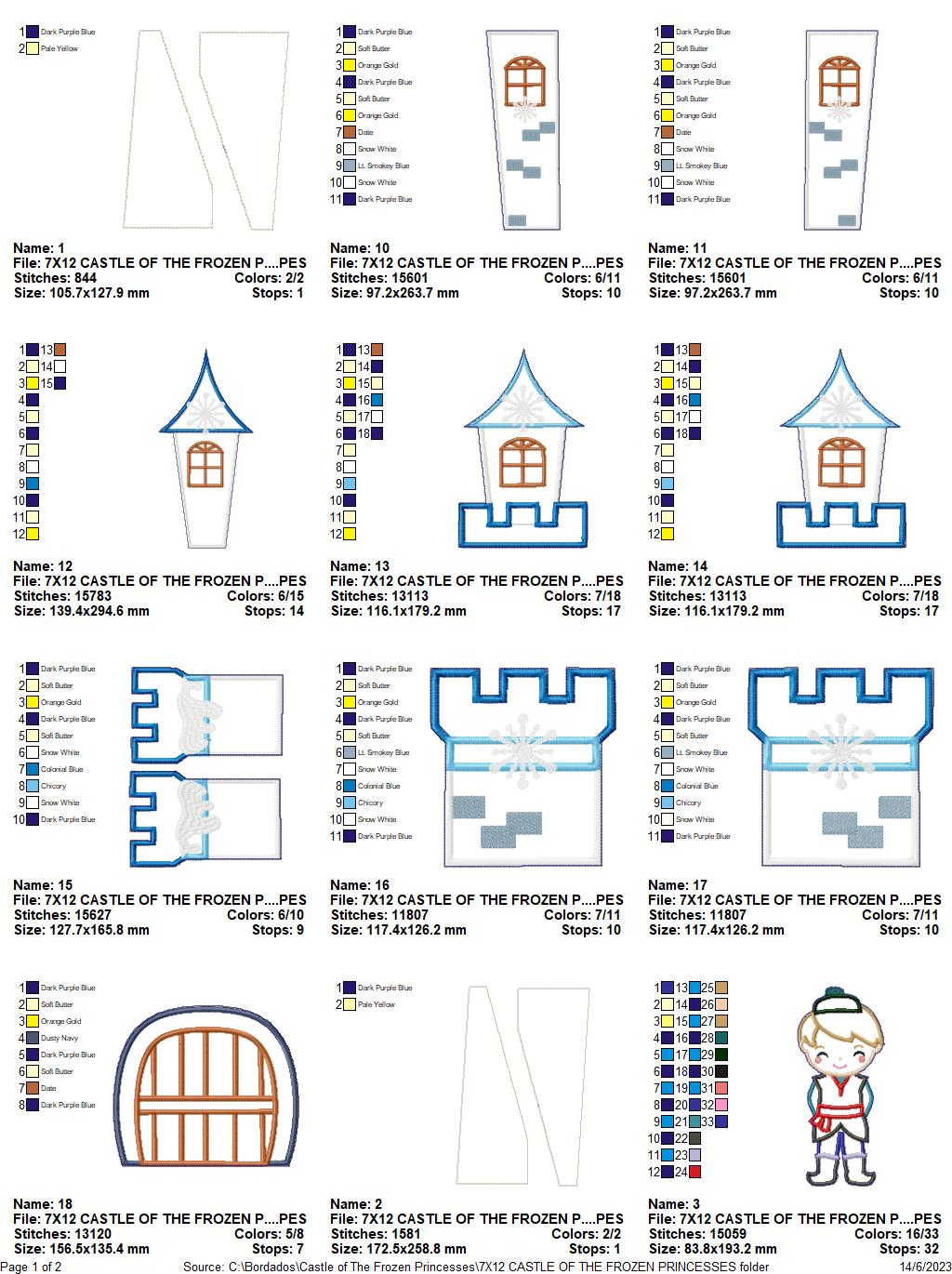 Castle of The Frozen Princesses - ITH Project - Machine Embroidery Design