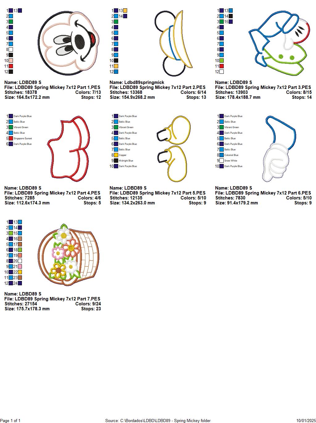 Spring Mickey - ITH Project - Machine Embroidery Design