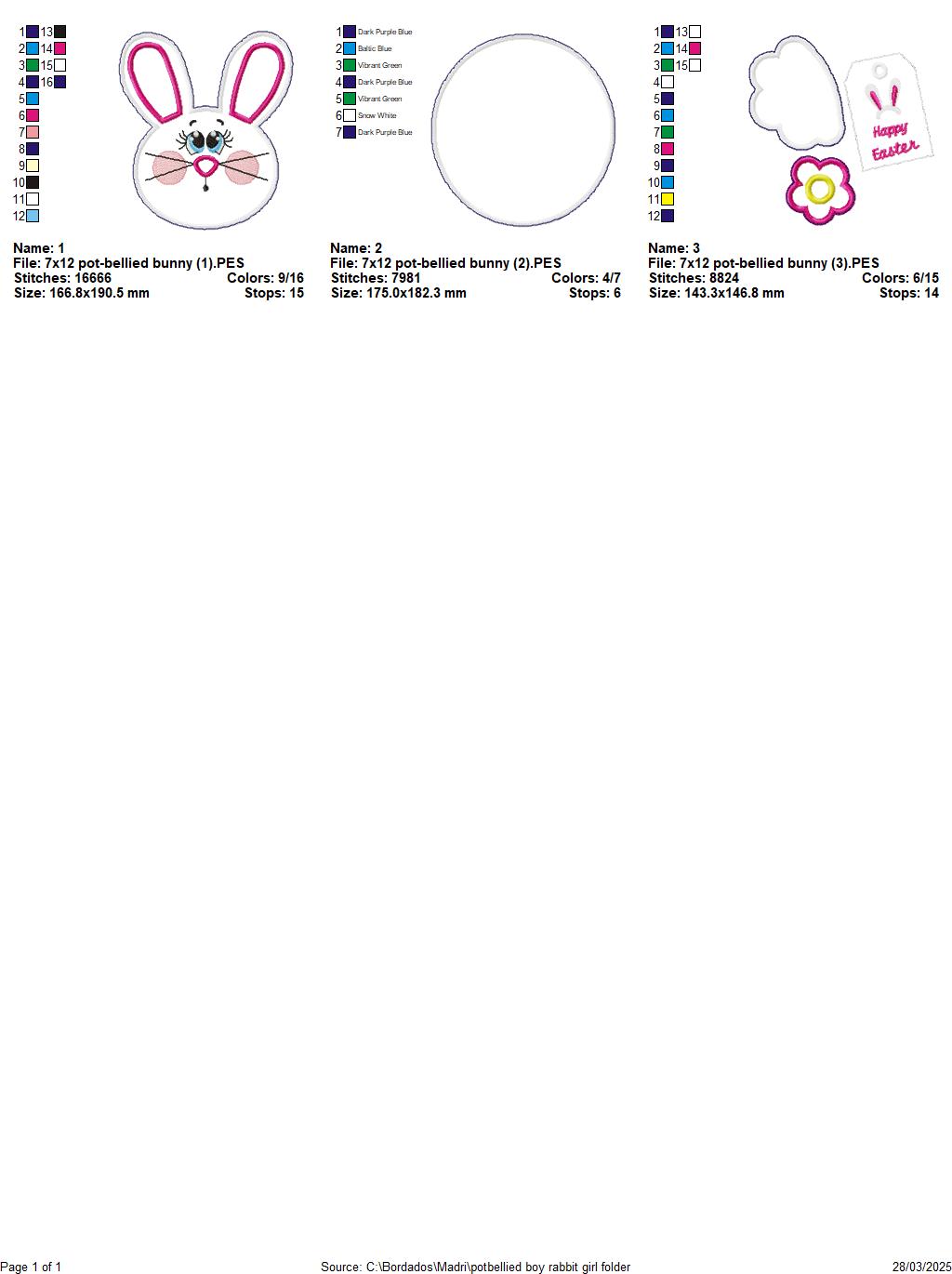 Potbellied Girl Rabbit  - ITH Project - Machine Embroidery Design