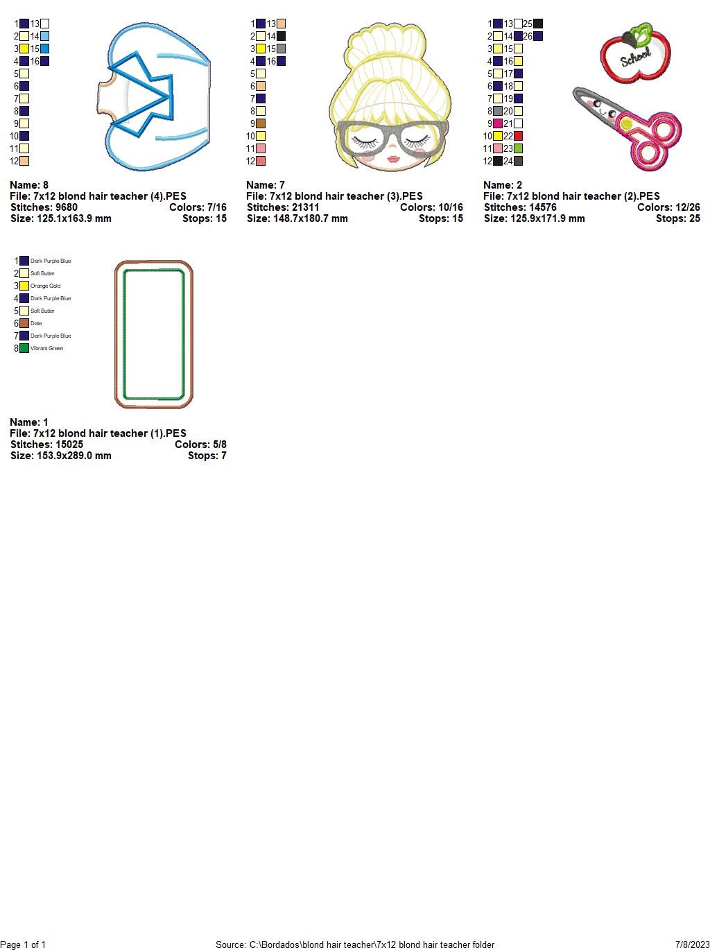 Blond Teacher - ITH Project - Machine Embroidery Design