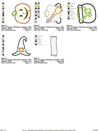 Gnome and Pumpkin Halloween - ITH Project - Machine Embroidery Design