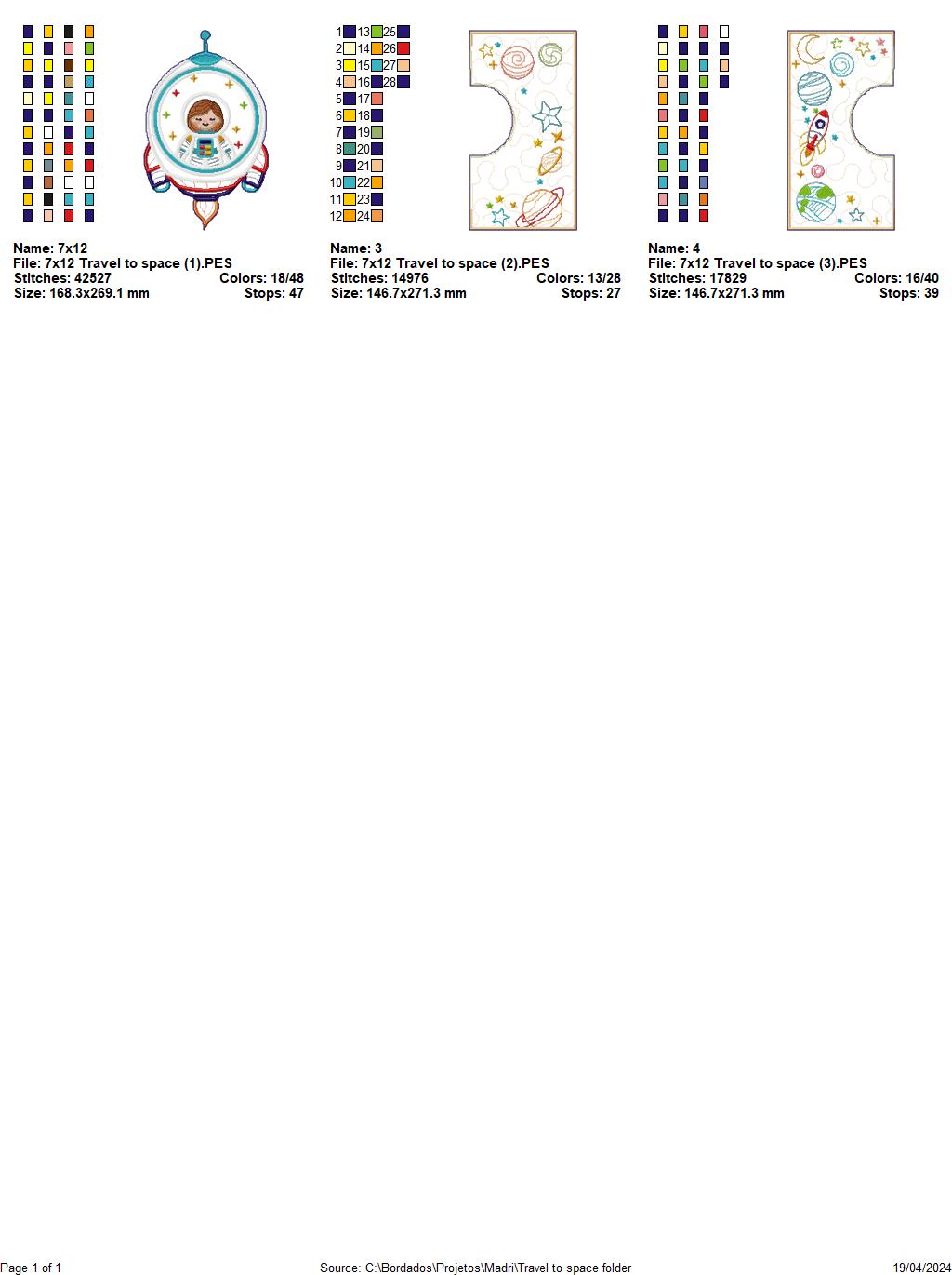 Outer space board - ITH Project - Machine Embroidery Design