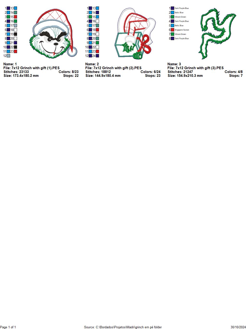 Grinch Stealing a Gift - ITH Project - Machine Embroidery Design