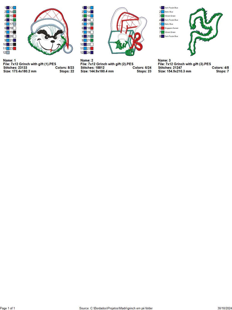 Grinch Stealing a Gift - ITH Project - Machine Embroidery Design