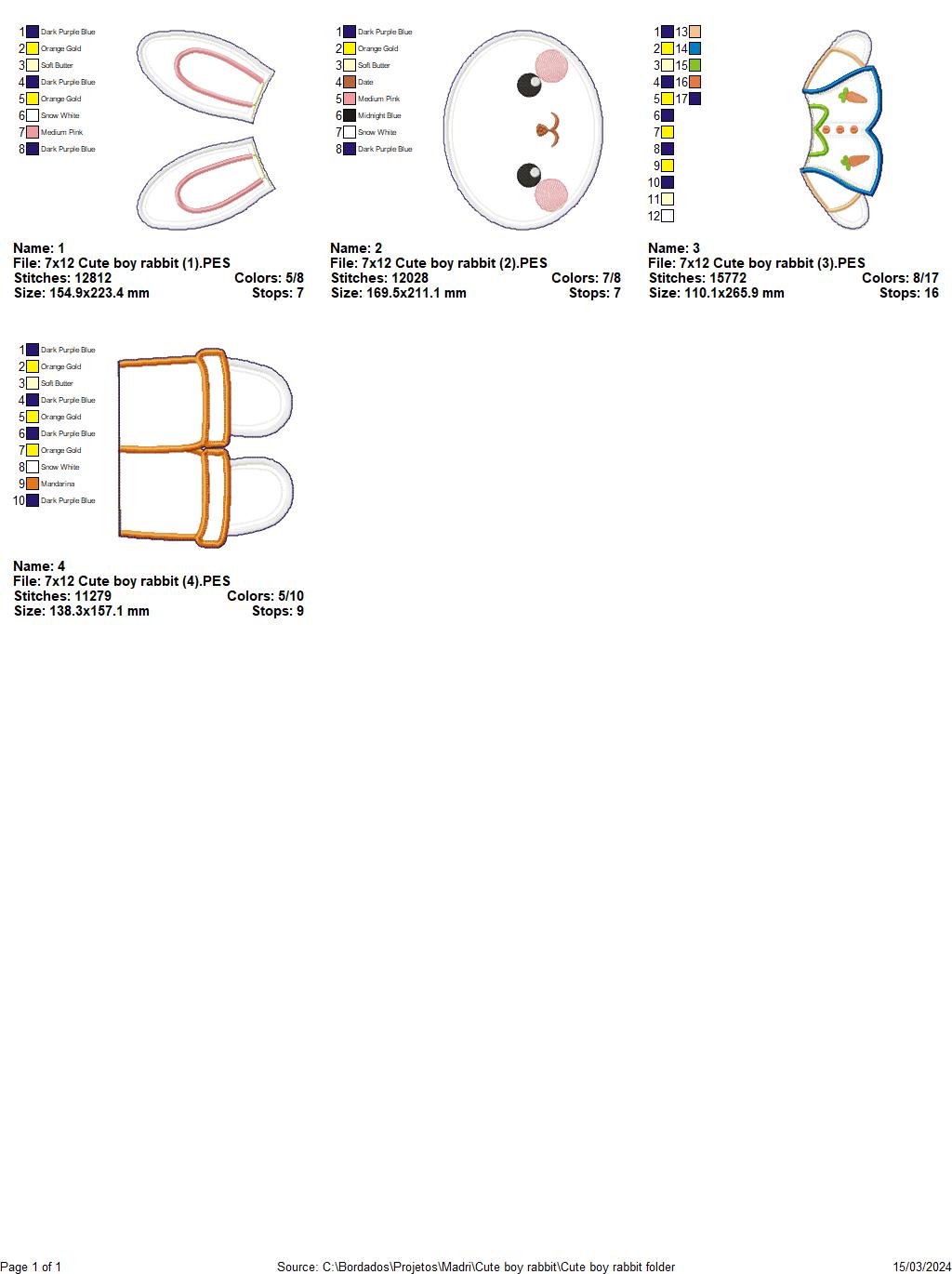 Rabbits Cute Couple - ITH Project - Machine Embroidery Design