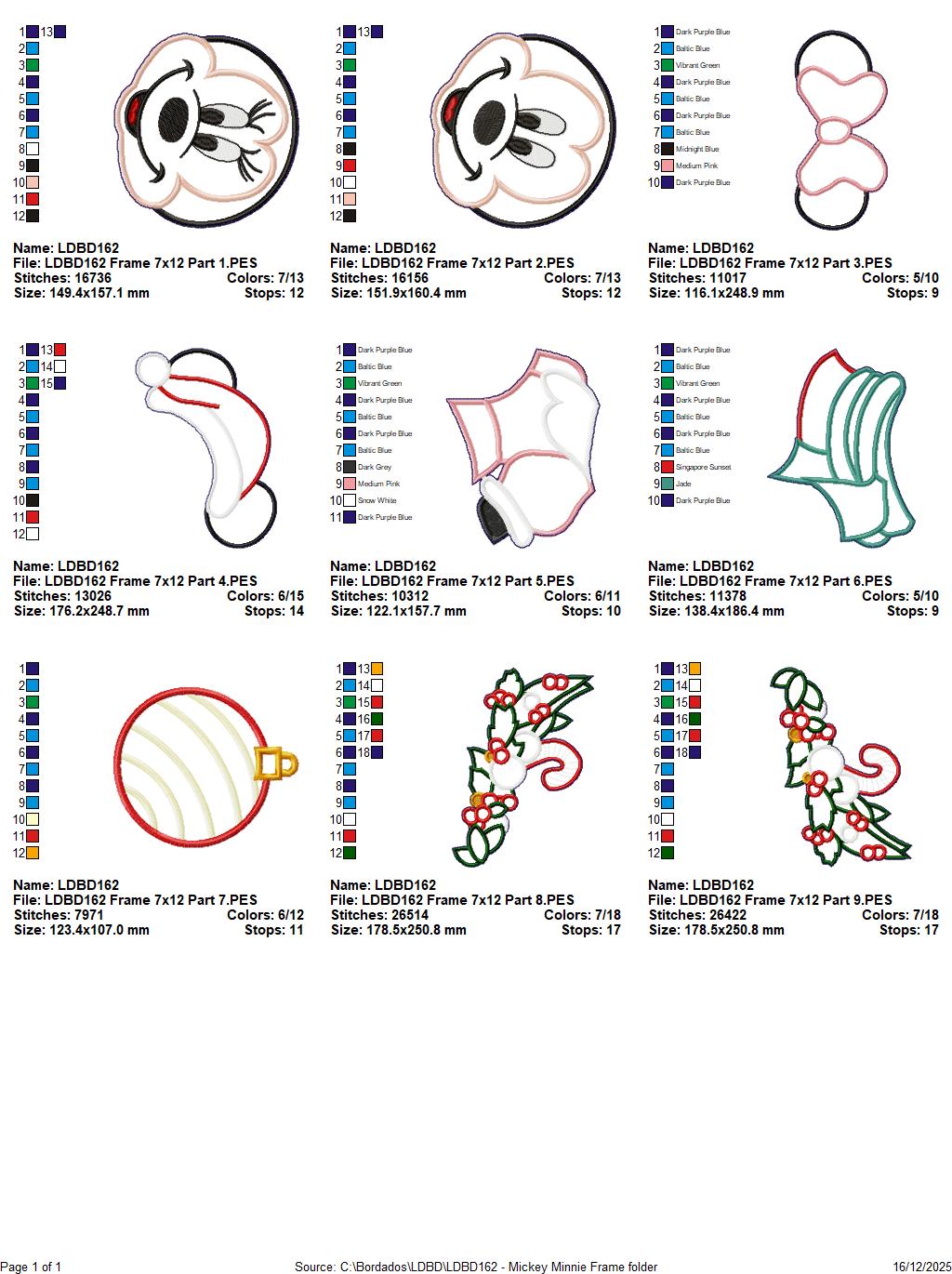 Holiday Mouse Couple Wreath Topper – ITH Project – Machine Embroidery Design