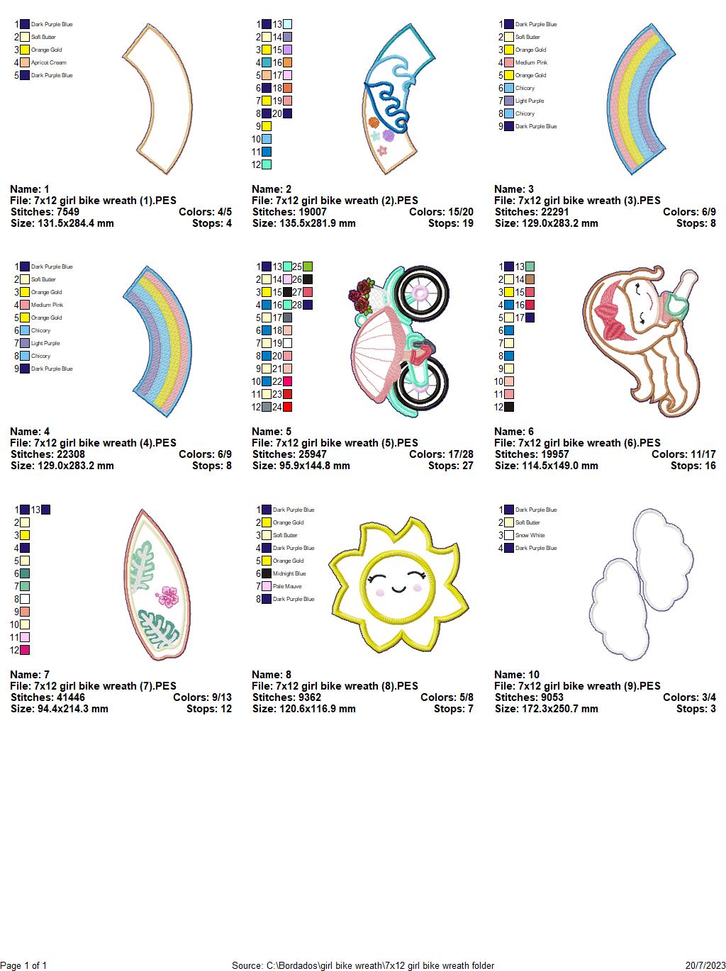 Bike Girl Wreath Ornament - ITH Project - Machine Embroidery Design