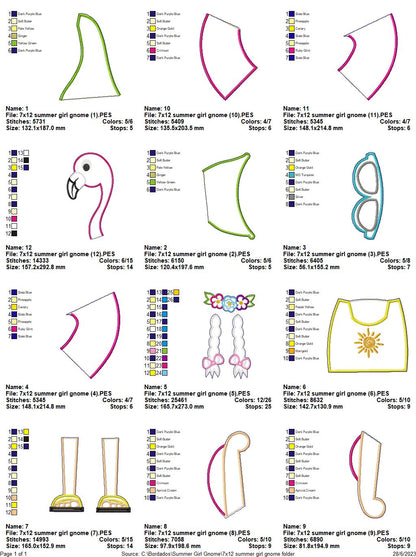 Summer Girl Gnome - ITH Project - Machine Embroidery Design