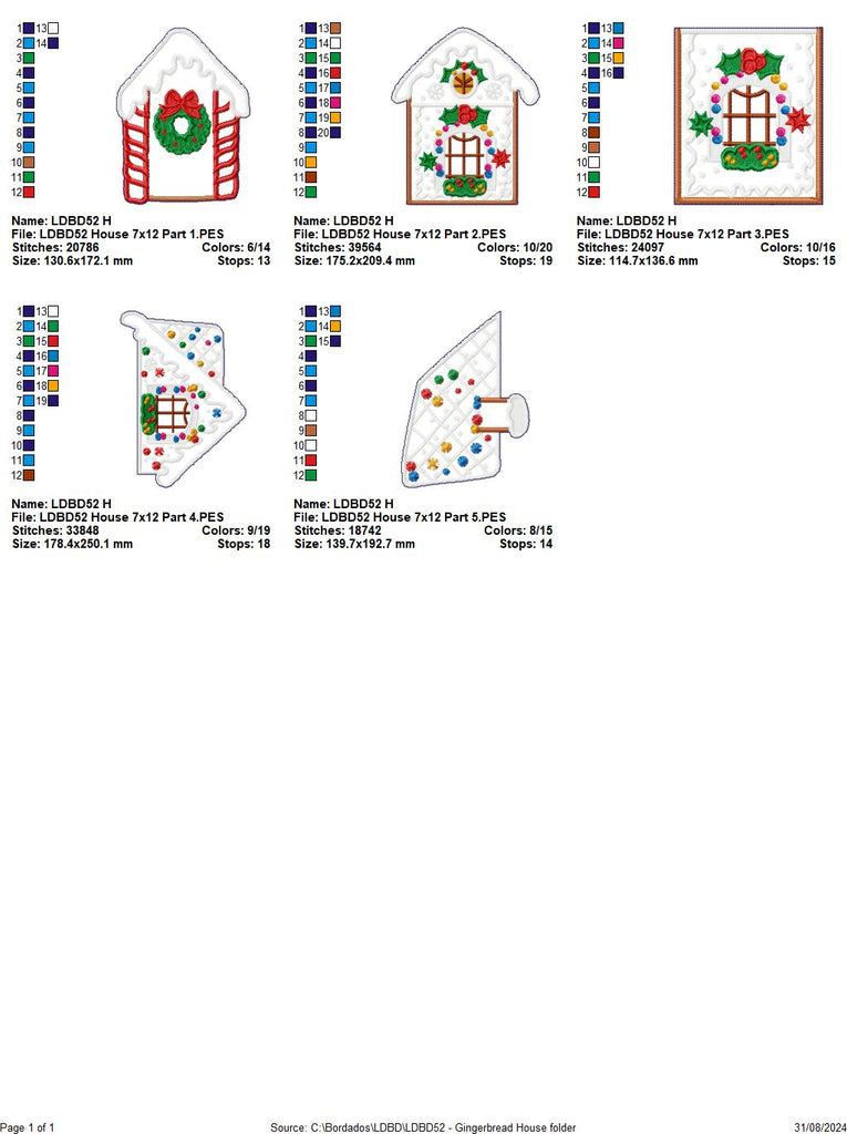 Gingerbread Christmas House - ITH Project - Machine Embroidery Design