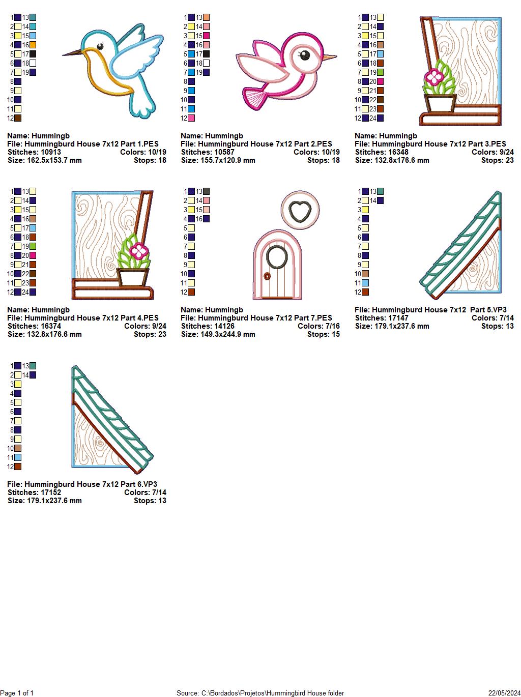 Hummingbird House - ITH Project - Machine Embroidery Design