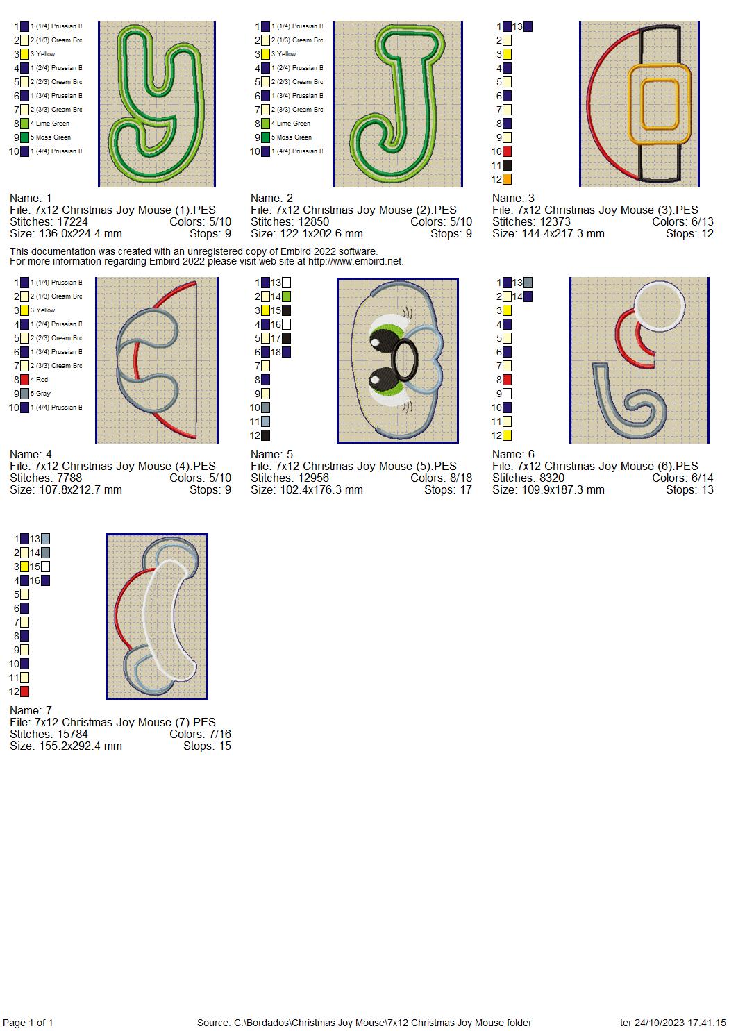 Christmas Mouse Joy - ITH Project - Machine Embroidery Design