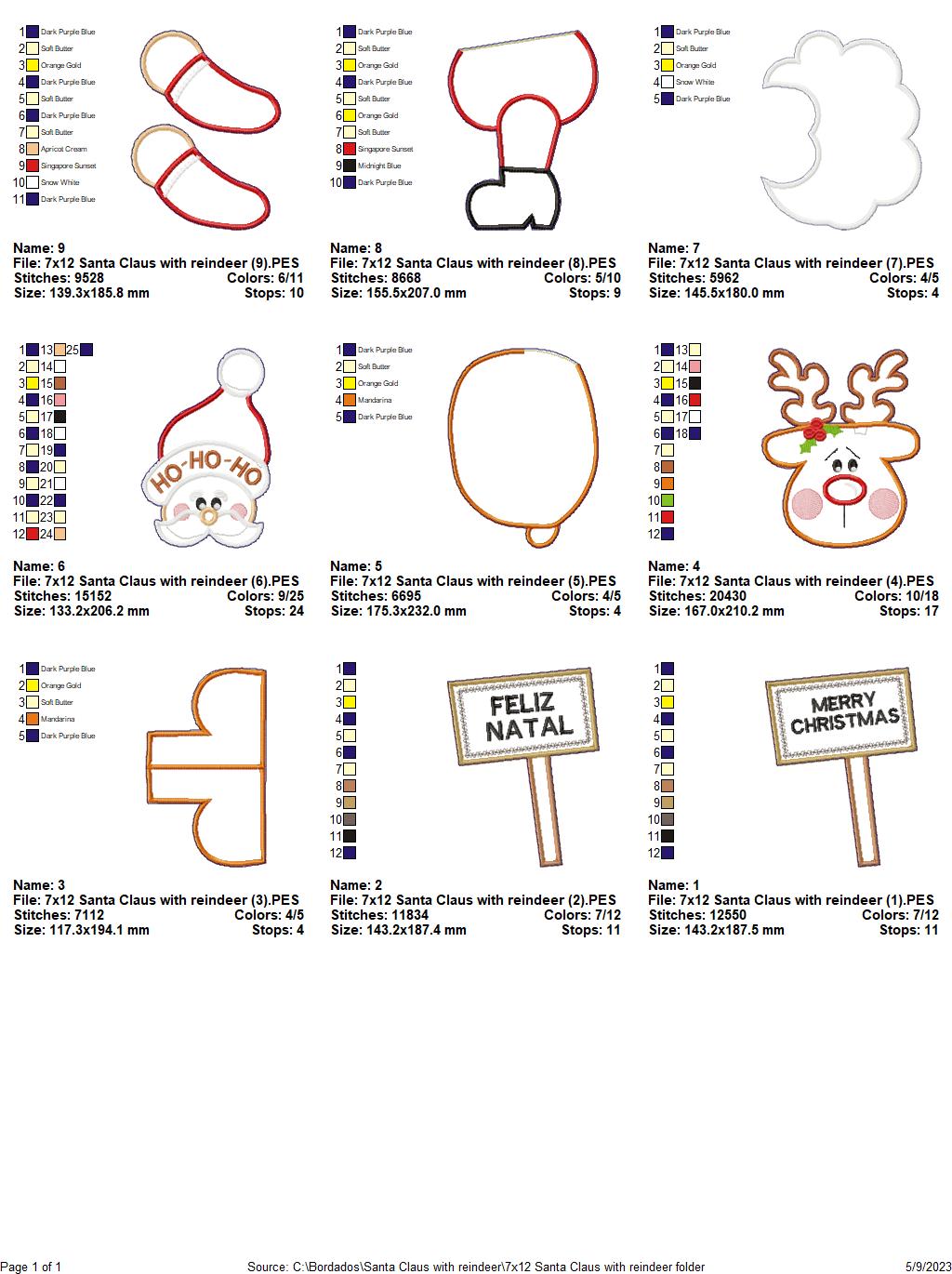 Santa Claus with Reindeer - ITH Project - Machine Embroidery Design