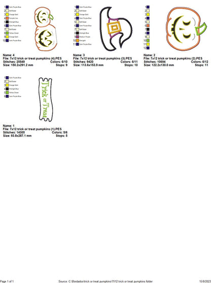 Trick or Treat Pumpkins - ITH Project - Machine Embroidery Design