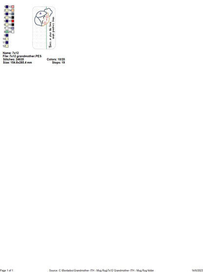 Grandmother Mug Rug - ITH Project - Machine Embroidery Design