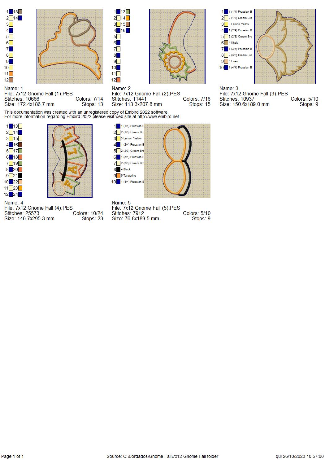 Gnome Fall - ITH Project - Machine Embroidery Design