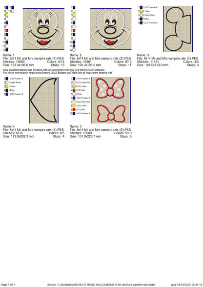 Mickey and Minnie Vampire - ITH Project - Machine Embroidery Design