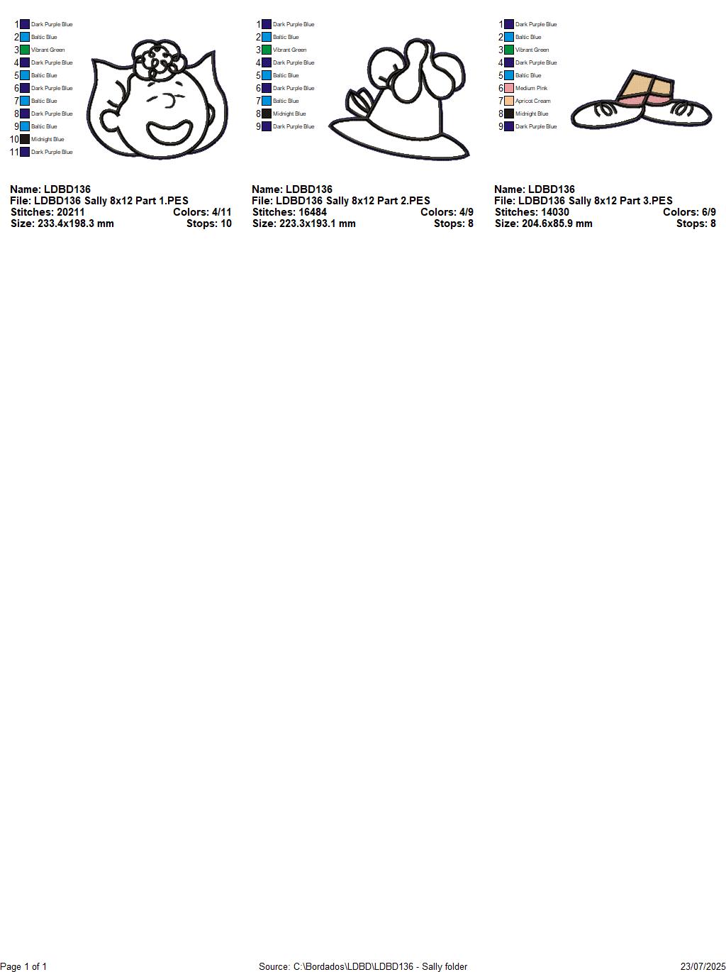 Sally – ITH Project – Machine Embroidery Design