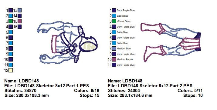 Skeletor – ITH Project – Machine Embroidery Design
